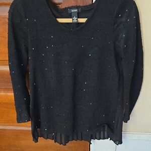 Alfani Elegant Black Sequin Blouse